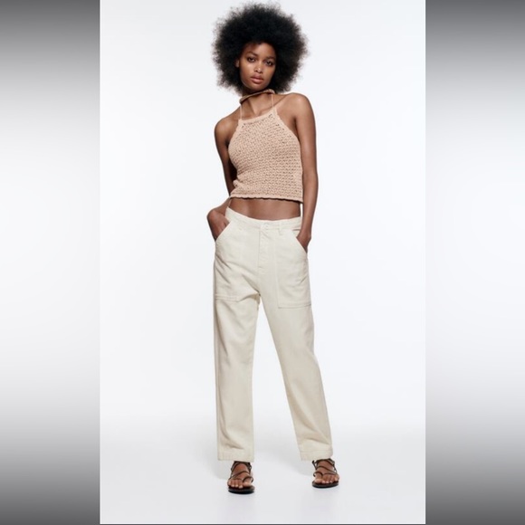 Zara Pants & Jumpsuits Zara Whitecream Cargo Pants Worn Once Poshmark
